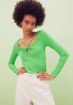 Ribbed Jersey Top - Bright Green