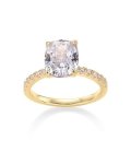 Pavoi 14K Yellow Gold Plated 3 Ct Cushion Cut Engagement Ring For Women Promise Wedding Band Elongated Cubic Zirconia Engagement