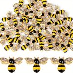 10PCS SET Inlaid Rhinestone Honeybee Charms Pendants Sparkling Bejeweled Bee Decorations Diy Jewelry Craft Accessories Colorful