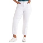 Donnay Plus Size Curvier Straight Leg Raw Hem - White