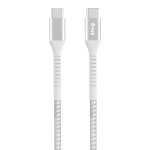 Snug Type-c To Type-c Nylon Braided Cable 60W - 1.2 Metre - White silver