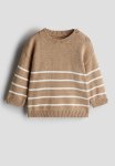 Cotton-knit Jumper - Beige Striped