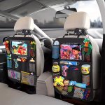 Spacious Black Nylon Car Organizer - Multi-compartment Seat Back Hanging Storage Bag With Powder-coated Finish Perfect For Vehic