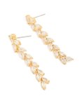 Goldair Gold Plated Cubic Zirconia Leaf Detail Drop Earrings