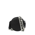 K circle Embossed Logo Round Crossbody -black