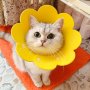 Sunflower Shaped Cat Recovery Collar Felt Pet Cone Collar For After Surgery Adjustable Elizabeth Protective Circle Wound Healing Collar