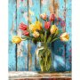 Diy Paint By Numbers For Adults Kit Canvas Painting Set With Brushes And Acrylic Paints Home Decor Craft Frameless Vase With Tulips Design Gift