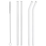 4 Piece - Borosilicate Transparent Glass Straws With Smooth & Soft Edges