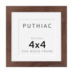 Puthiac 4X4 Solid Oak Wood Picture Frame Fits 3X3 With Mat Or 4X4 Without Mat Wall Or Tabletop Display With Stand Plexi Front 1