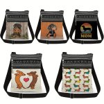 Chic Cartoon Dachshund Crossbody Bag For Women - Fashionable Shoulder Purse With Double Zipper Portable & Foldable Travel Phone