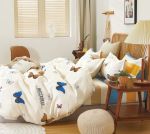 - Duvet Cover Set Reversible Large Panel Stripes Butterfly