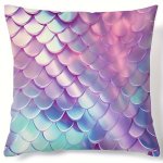 Contemporary Mermaid Scales Throw Pillow Cover - 44.96CM Polyester Cushion Case Zipper Closure Hand Wash Only Digital Print Deco
