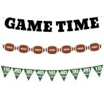 Neyeidru Game Time Football Banner - 3PCS Pre-strung Football Garland Bunting For Teenagers Boys Kids Men Sports Theme Birthday