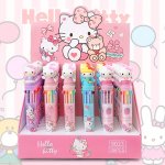 1PC 6PCS Licensed Kitty Cat Ten-color Ballpoint Pen Cute Cartoon Press Pen 10 Colors In One Pen Office School Supplies