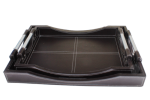 Smte Royalty Defined Leather Serving Tray -twin Set 42 & 50CM Trays Brown With Keychain