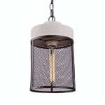 Cement And Metal Cage Pendant Light Cylinder