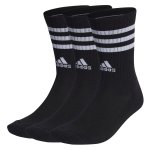 Adidas 3 Stripe Cushioned 3-PACK Black Crew Socks