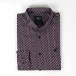 Polo Mens Micro Geo Print Long Sleeve Shirt In Burgandy - Burgandy XL
