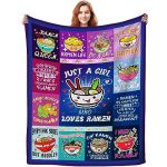 Anime Ramen Blanket Soft Lightweight Cartoon Ramen Flannel Throw Blankets Bed Bedding Christmas Birthday Gifts For Teen Girls Bo