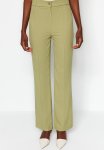 High Rise Straight Leg Trousers - Green