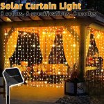 Versatile Solar-powered Curtain Lights - 100 200 300 LED 8 Lighting Modes For Outdoor Garden Wedding & Festival Decorations - Av