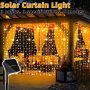 Versatile Solar-powered Curtain Lights - 100/200/300 LED 8 Lighting Modes For Outdoor Garden Wedding & Festival Decorations - Available In White Warm White Or Colorful