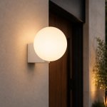 Comino Outdoor Globe Wall Light In Black White - White
