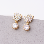 Goldair Gold Sunflower Cubic Zirconia Stud Earrings - Clear Crystal