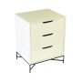 Everest White Side Table Three Drawer - Cut Out Handles