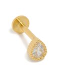 Goldair Gold Plated Sterling Silver Pear Cubic Zirconia Single Flat Back Stud