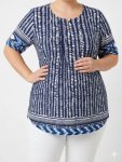 Ladies Printed Pleated Tunic - 60 Blue wht