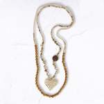 Heart Pendant Multi Bead Necklace - Beige Free