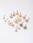 Goldair Gold Flower & Diamante Stud Earring Pack