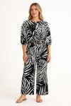 Ladies Black & White Printed Pants And Wide Arm Crop Co-ord Set