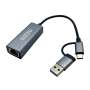 Gizzu Dual USB-C & USB-A To Gigabit Ethernet Adapter