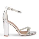 Silver Chrome Diamante Strap Heels