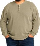 Mens Ls Henley Tee Olive - 8XL Olive