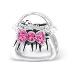B43-C10752 - 925 Sterling Silver Handbag With Pink Stones European Charm