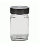 6 Pack Square Jar & Silver Lid Small 11CM H X 6CM W 310ML