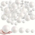 60 PCS Craft Solid Polypropylene Foam Ball 5 Sizes 2-5CM 0.97-1.97IN Each 12PCS White Mixed Pack Foam Ball For Kindergarten Hand