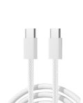 Fast Charging Nylon Braided USB Type-c To USB Type-c Data Cable - White -1M