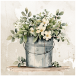 Fabric Paint Panel Flower Bucket
