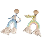 4AKID Rainbow-crochet-wooden-pacifier-clip-assorted-colours