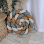 Cot Bumper Braided 3 Strand Olive Green Beige And Rust African Patchwork Buffalo Set