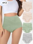 4PCS Seamless High Waist Briefs Comfy & Breathable Stretchy Intimates Panties Women's Lingerie & Underwear
