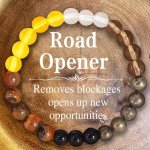 1-PIECE Natural Stone Healing Crystal Bead Bracelet Road Opener Yellow Citrine Tiger's Eye And Obsidian Blockage Removal For New