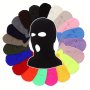 Windproof Unisex Knitted Balaclava Mask With Three Holes For Full Face Coverage - Ideal For Outdoor Sports