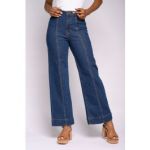 Tie Belt Wide Leg Denim Bottoms