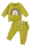 Lime Green Rainbow Crewnek Sweatshirt And Pants