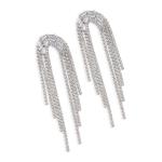 Silver Half Moon Diamante Earrings